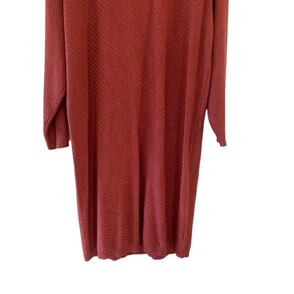 Taylor Women's Dusty Rose Sweater Dress Ribbed Knee Length Mock Neck Size Medium - Picture 3 of 9